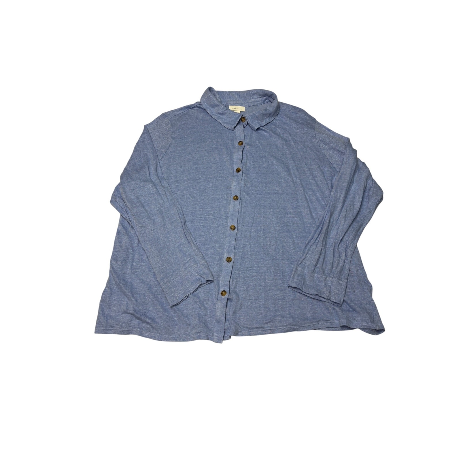 J.Jill Love Linen Blue Button Down Shirt Womens Xl Long Sleeve 100% Linen